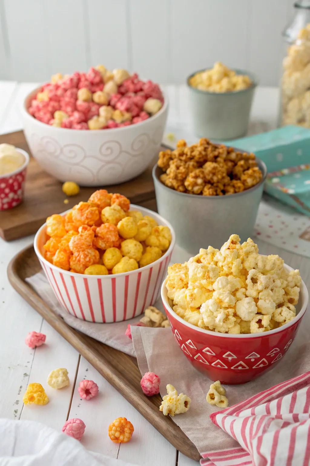 Gourmet popcorn flavors add a delicious twist.