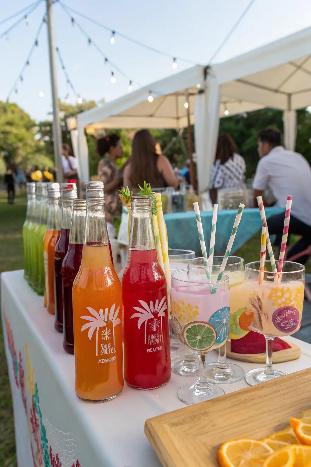 Personalized drink markers add a unique touch.
