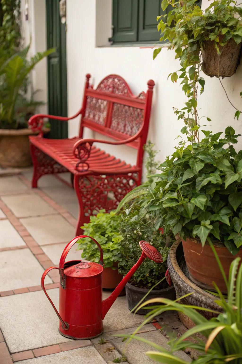Add character with charming vintage red accents.
