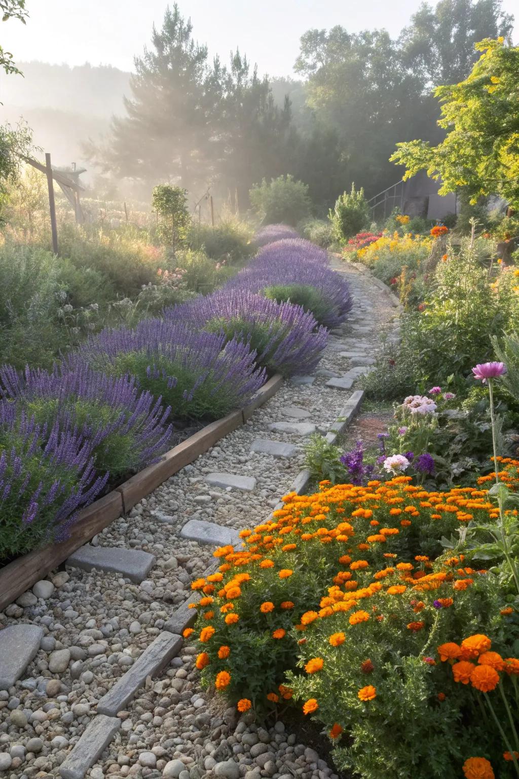 A lush garden featuring plants that are safe for rabbits.