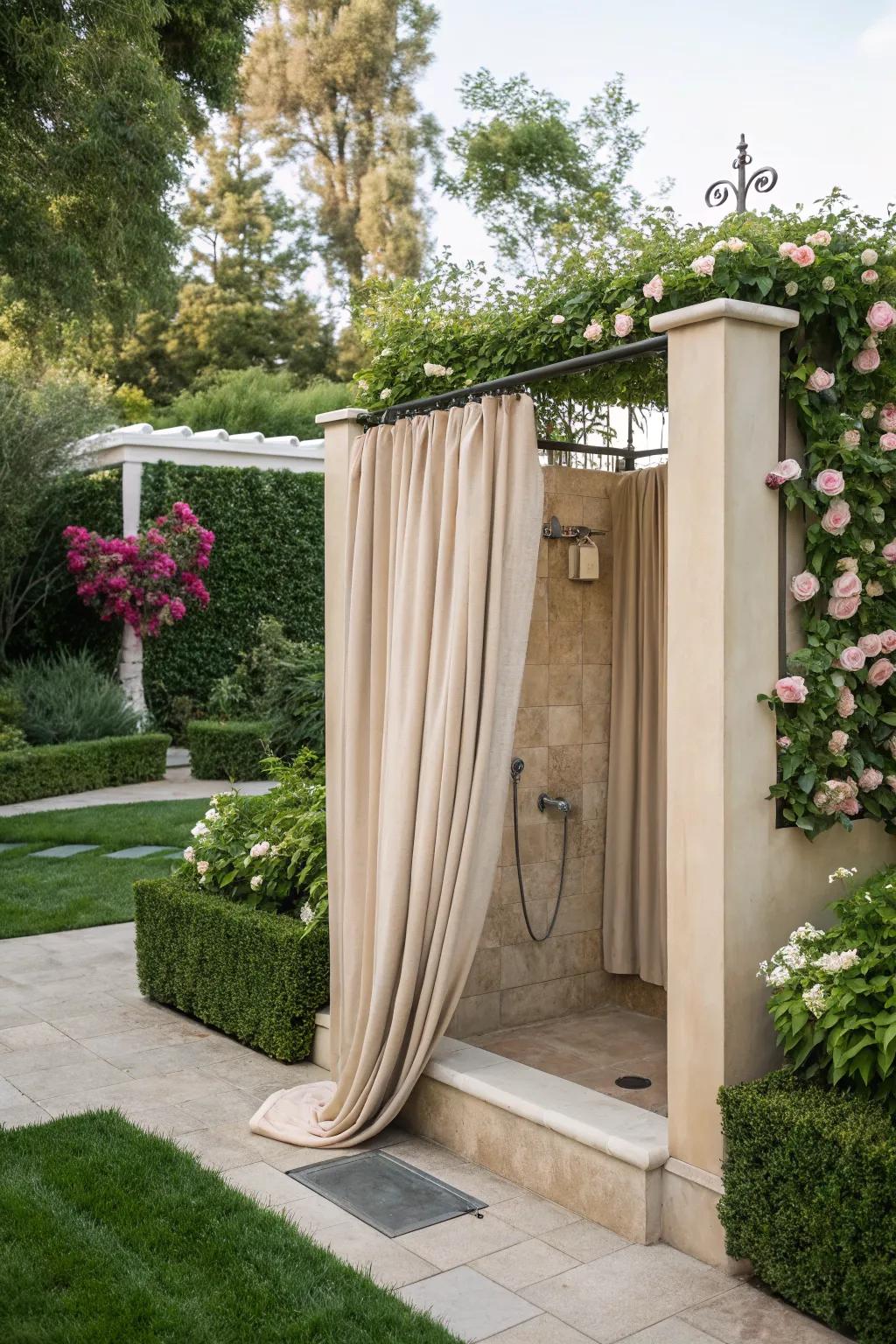 Elevate your space with luxurious textured shower curtains.
