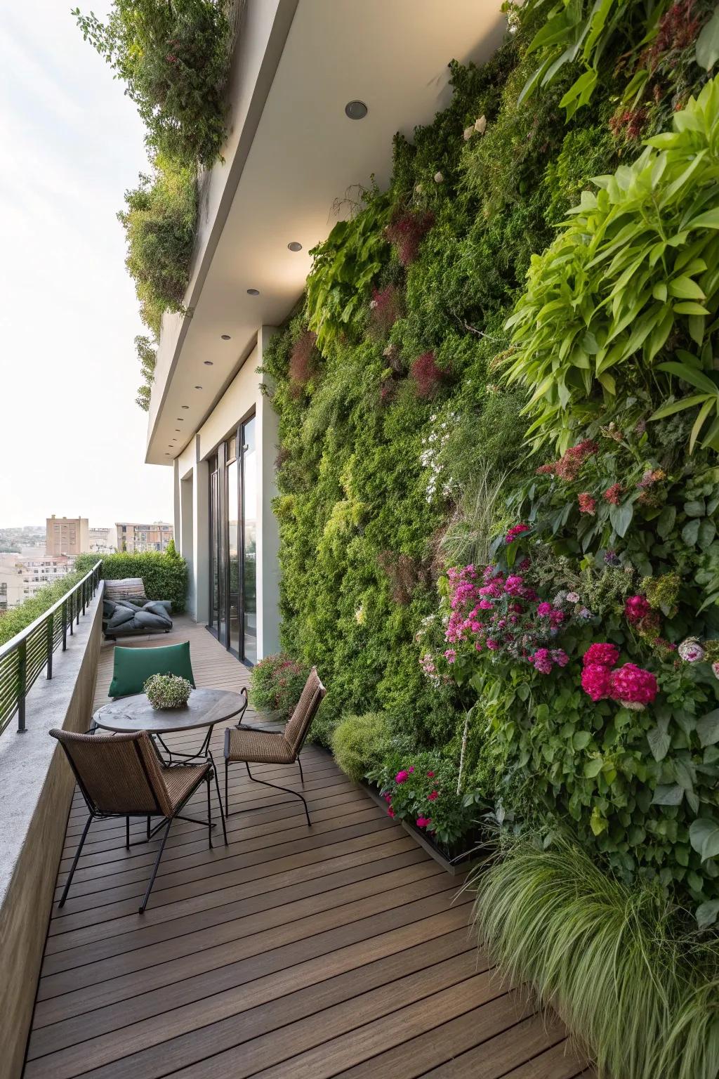 Maximize greenery with a vertical garden.