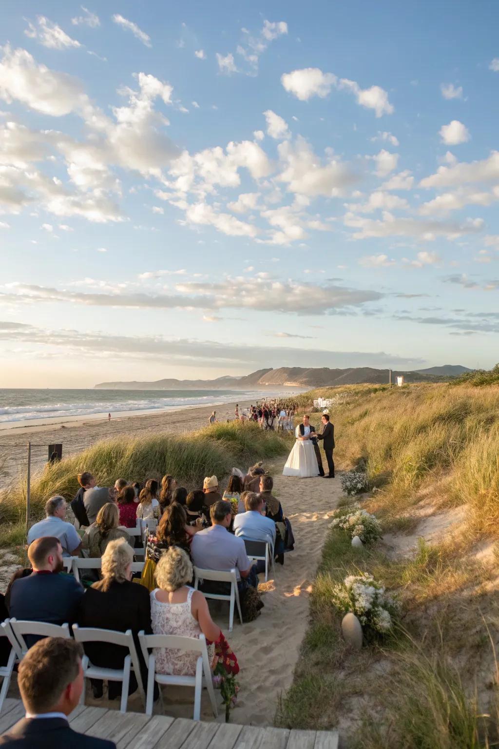Beachfront seating offers a serene, natural backdrop.