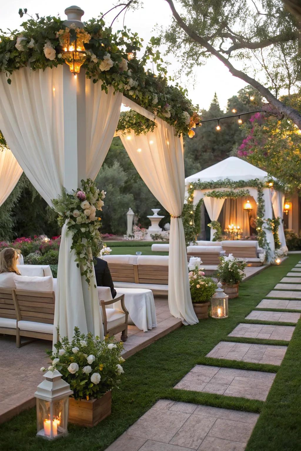 Custom shaded seating areas offering comfort and style.