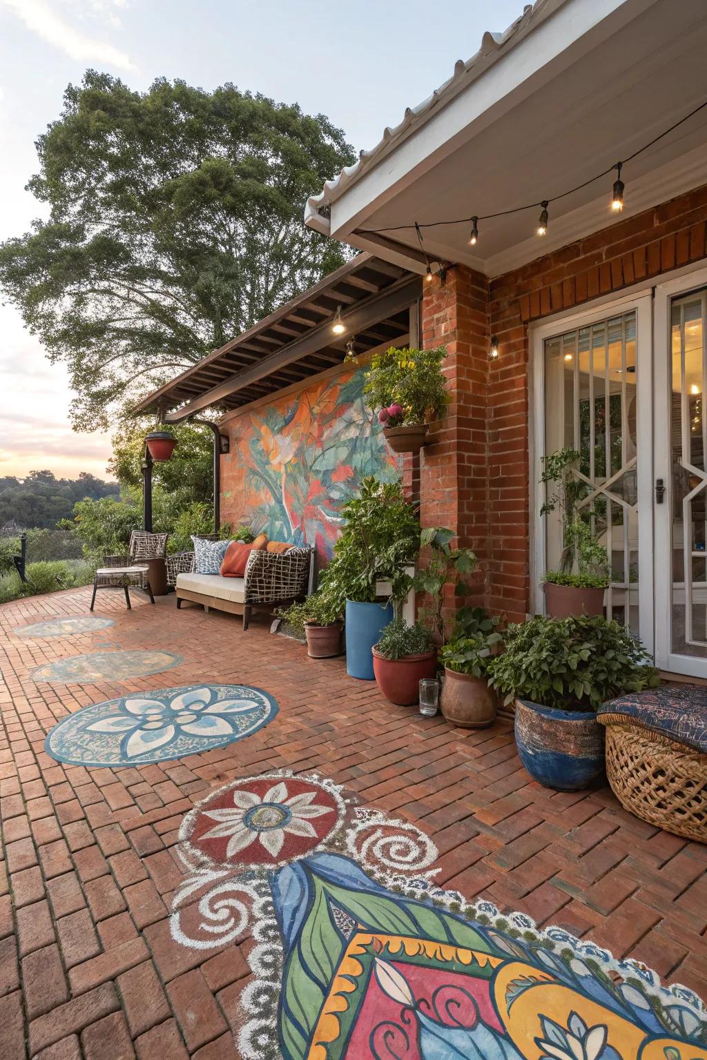 An artistic mural adds a unique and personal touch to your patio.