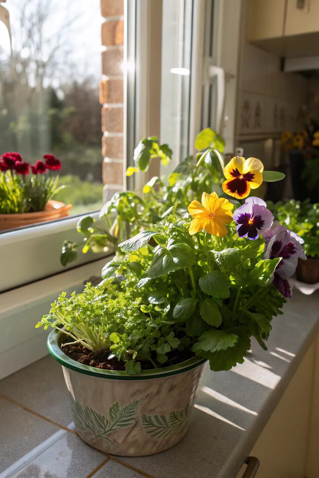 Edible pansies add beauty and flavor.