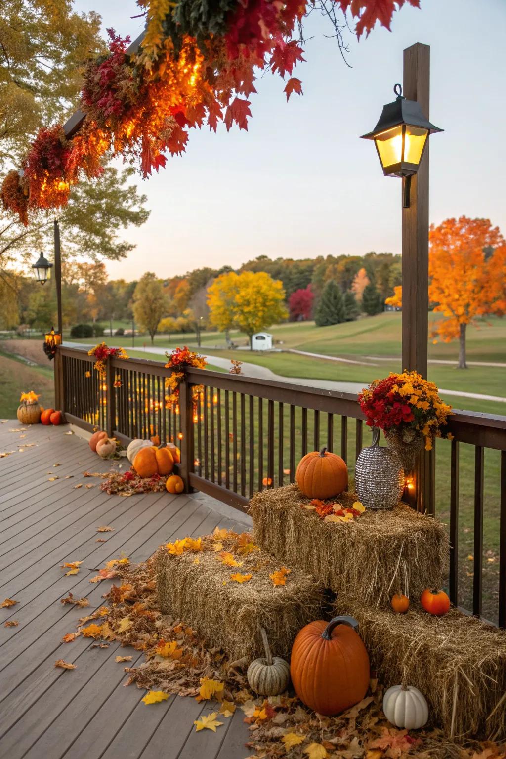Seasonal decor adds charm to a park model deck.
