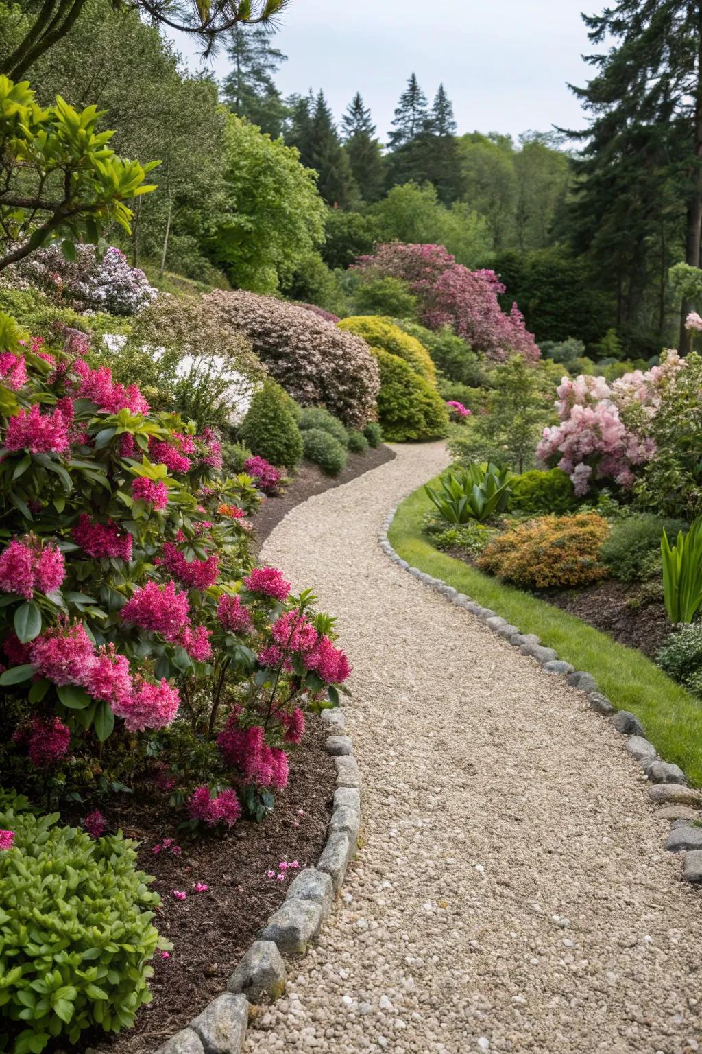 Decorative gravel offers a simple and stunning path edging.
