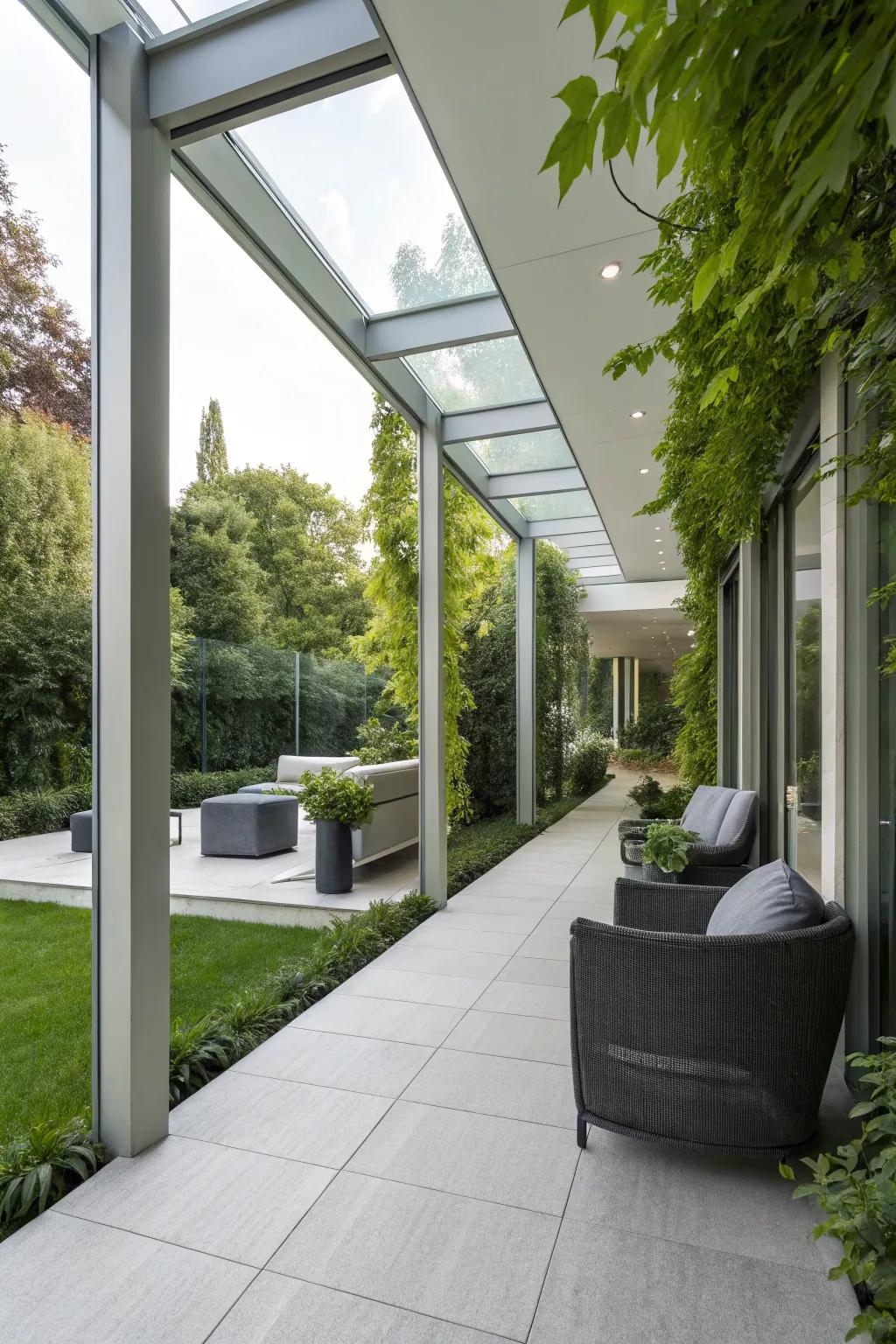 Glass-encased columns offer a unique modern look.