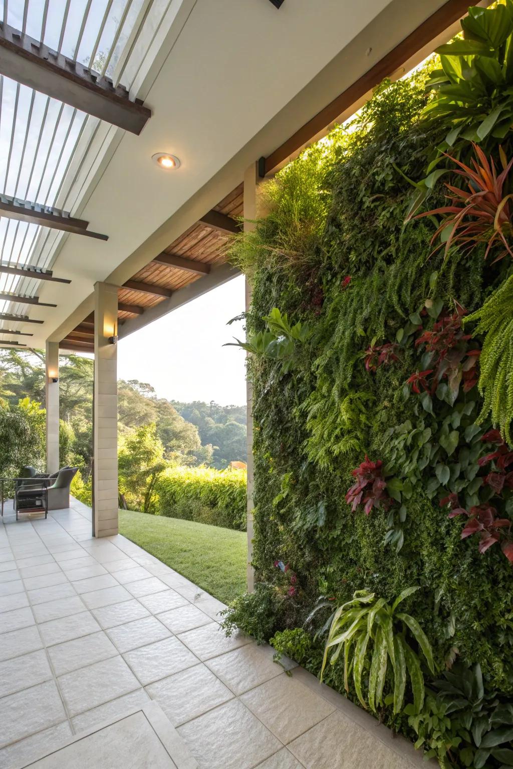 Vertical gardens bring lush greenery to even the smallest patio spaces.