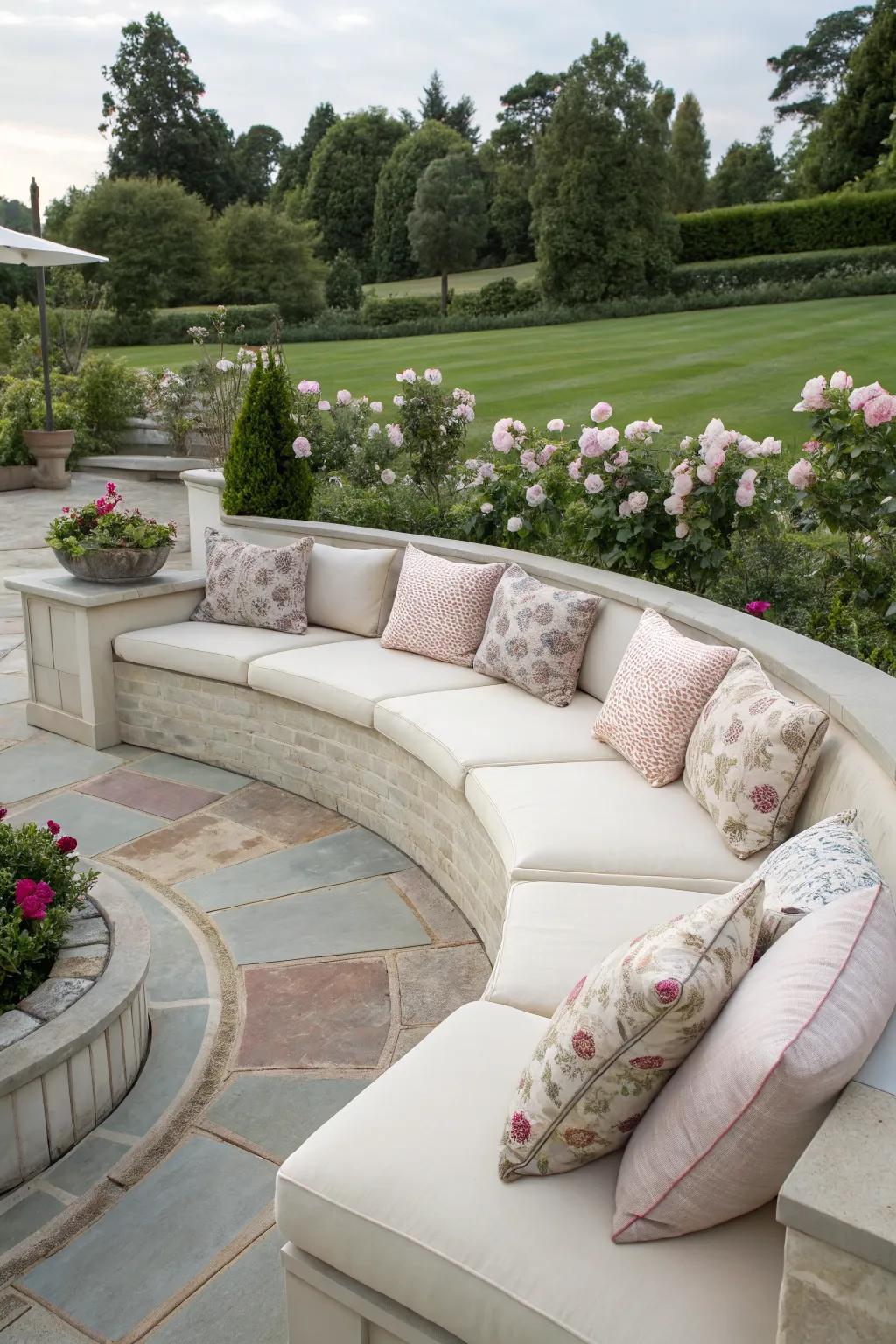 Built-in seating offers a sleek and space-saving solution.