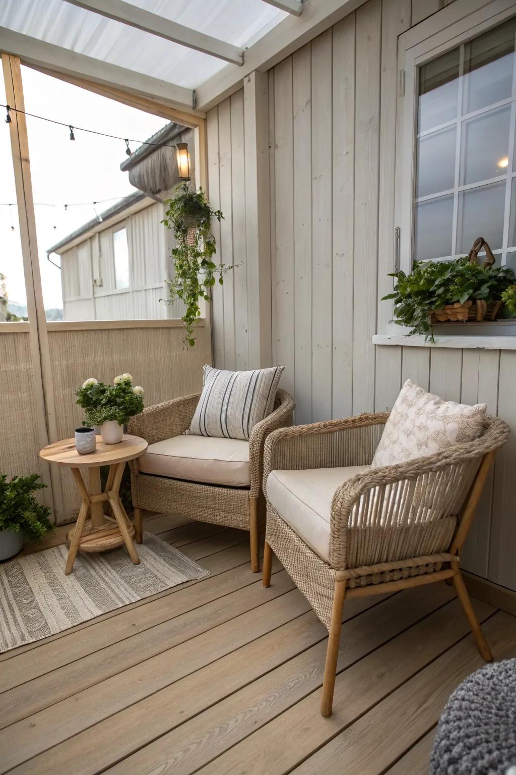 Light colors make small patios feel more spacious.