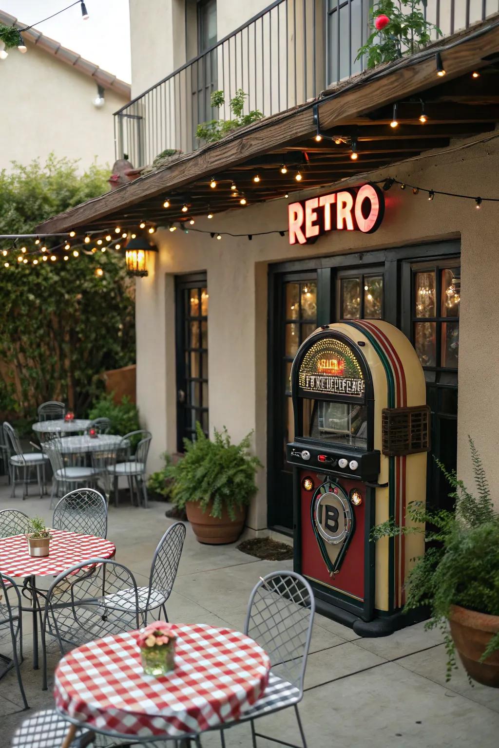 Vintage elements bring nostalgia and charm to your outdoor retreat.