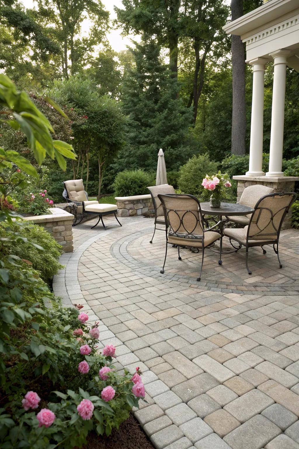 Flemish bond pattern offering structured elegance to a patio.