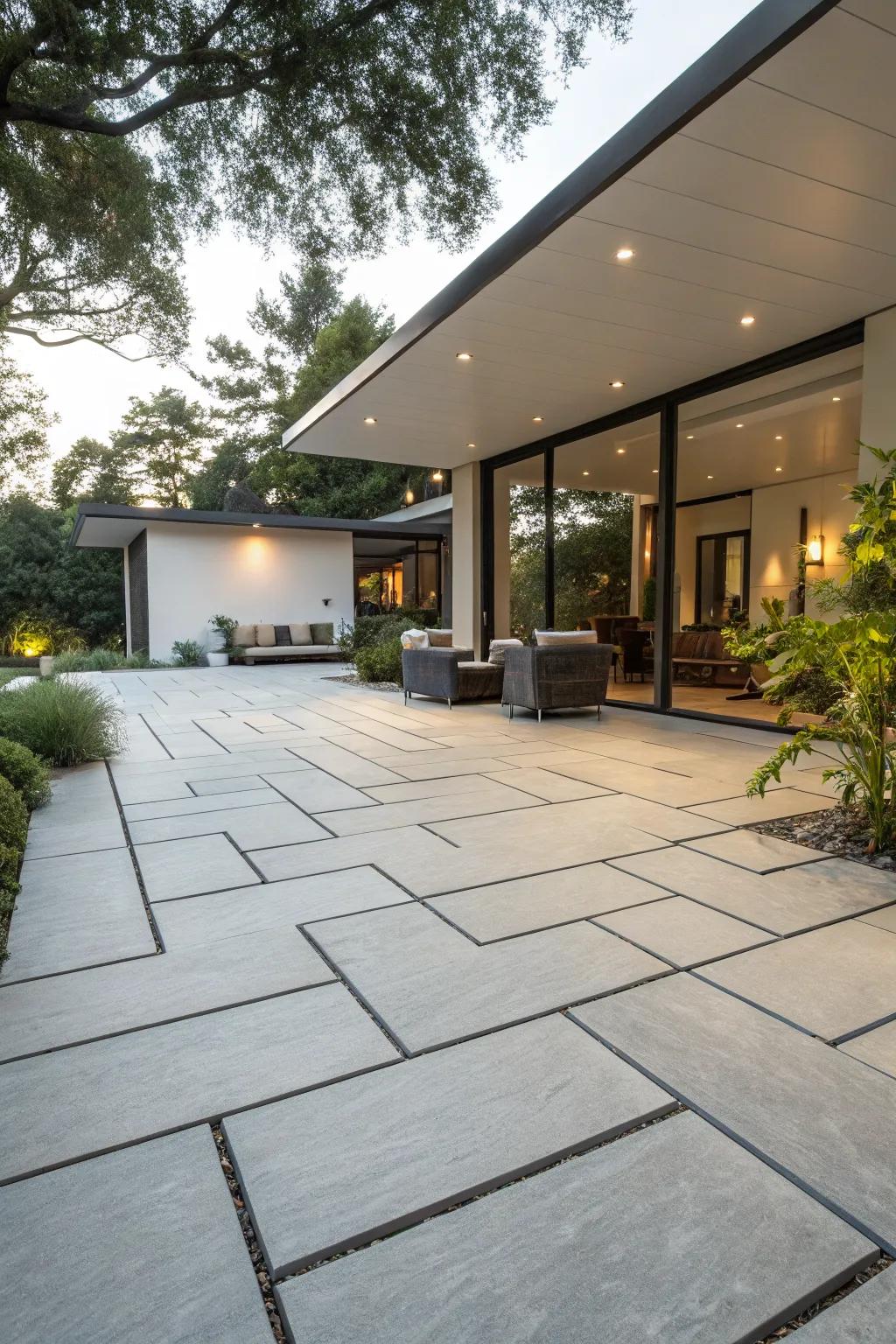 A contemporary patio with large format pavers, making a bold statement.