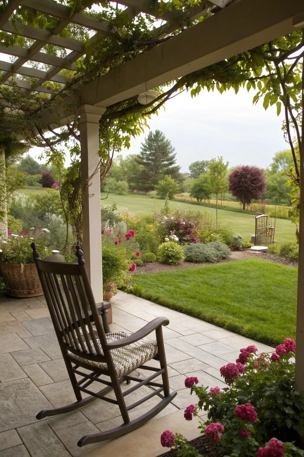 Create a serene nook with a classic rocking chair.