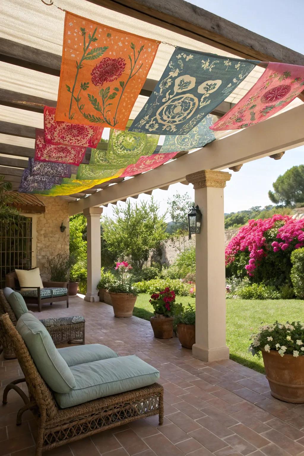 Banners offer a playful and artistic way to create shade.
