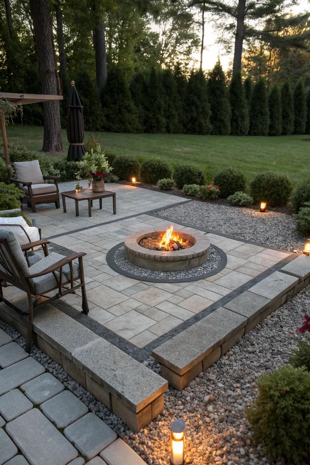 Pavers and gravel define and enhance your fire pit space.