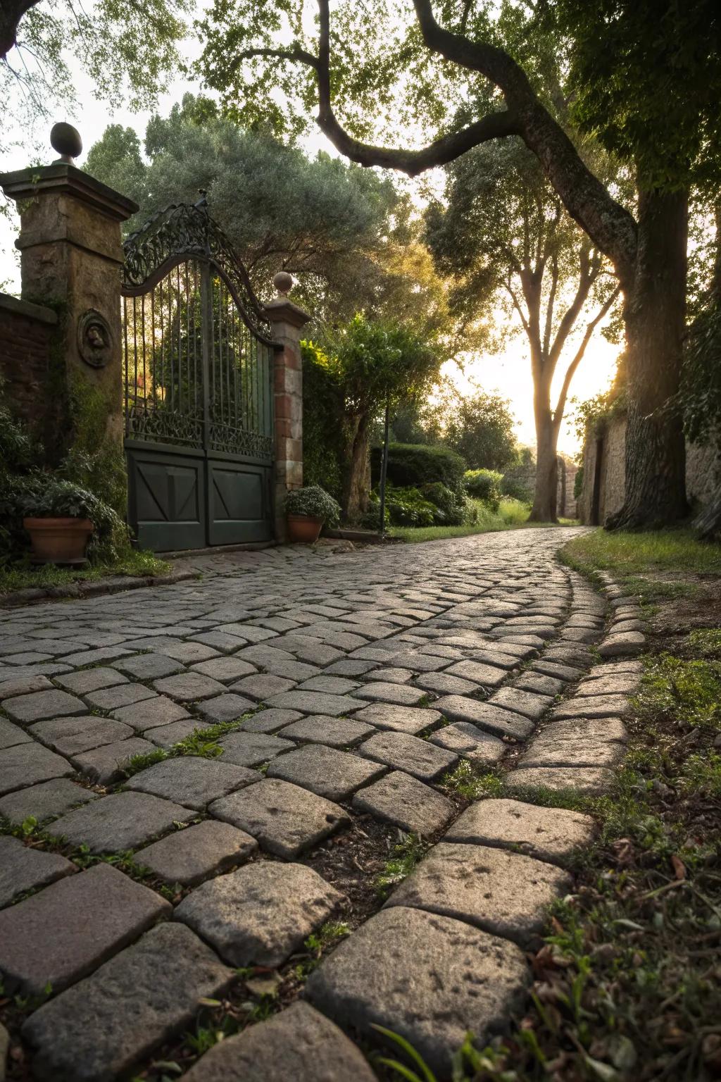 Cobblestone pavers offer rustic charm and a vintage vibe.