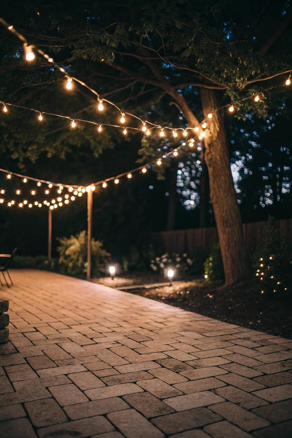 Fairy lights add a whimsical and enchanting ambiance.