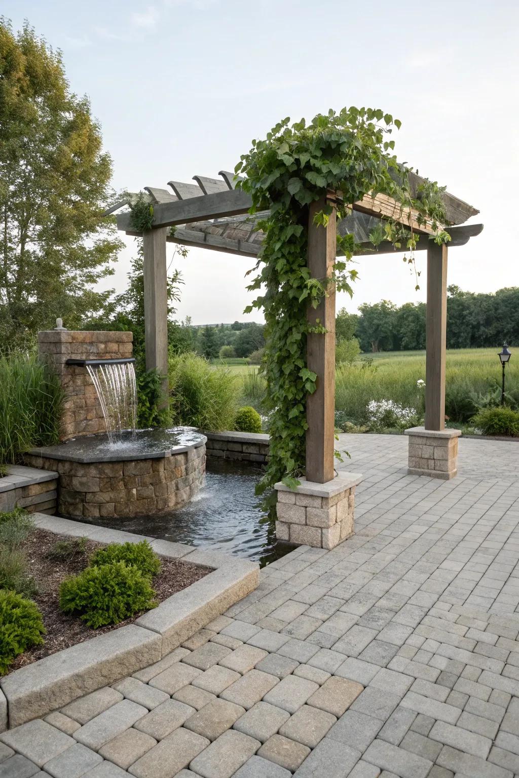 A water feature adds soothing sounds to your patio.