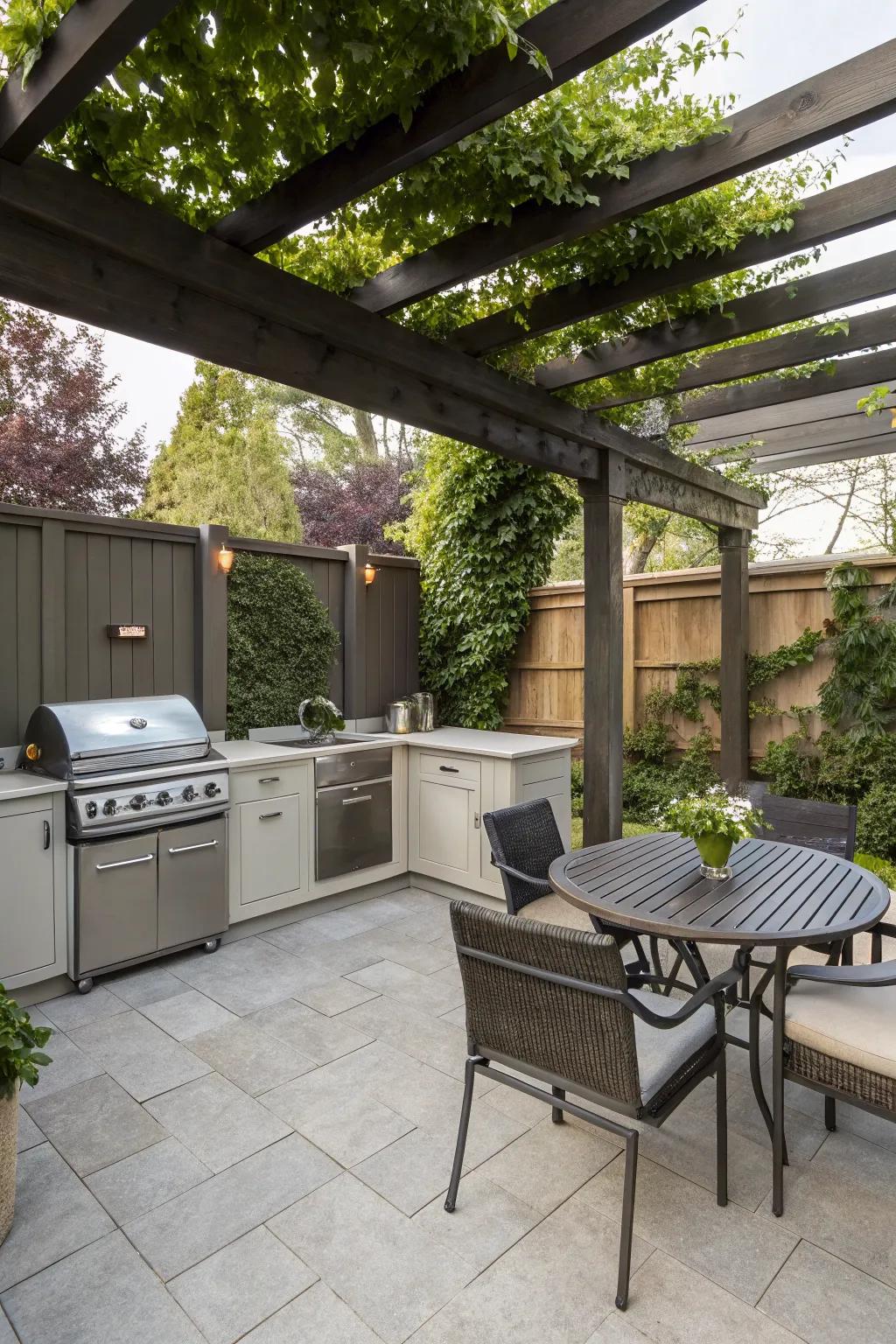 Compact yet charming corner kitchen design.