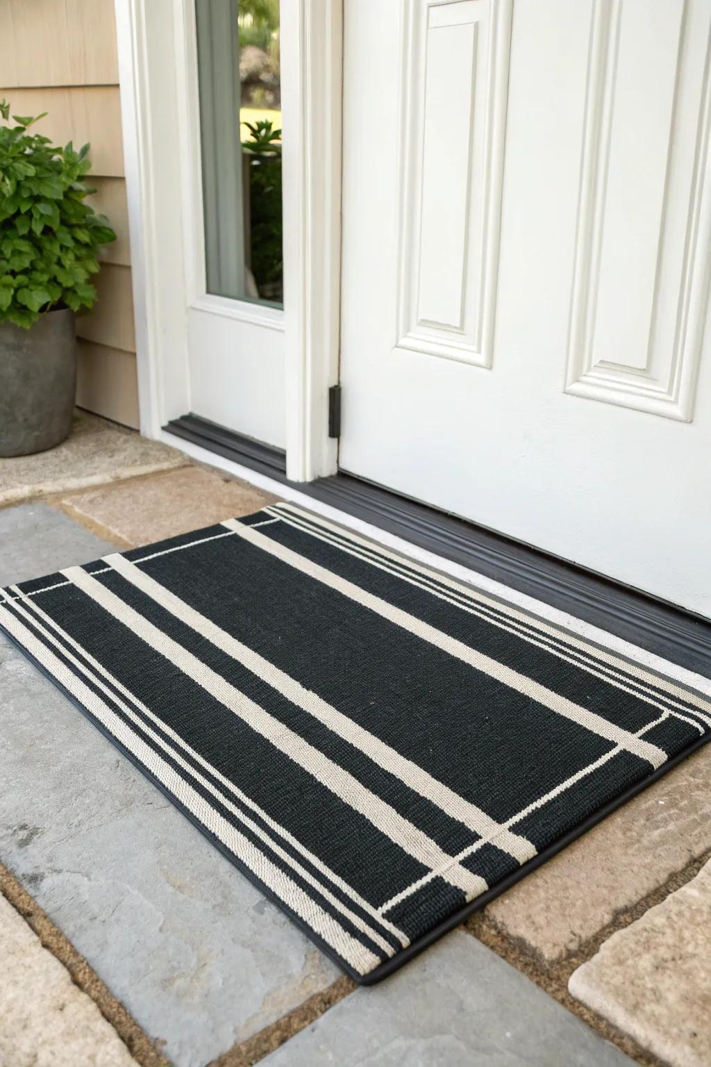A minimalistic door mat offering a sleek and chic appearance.