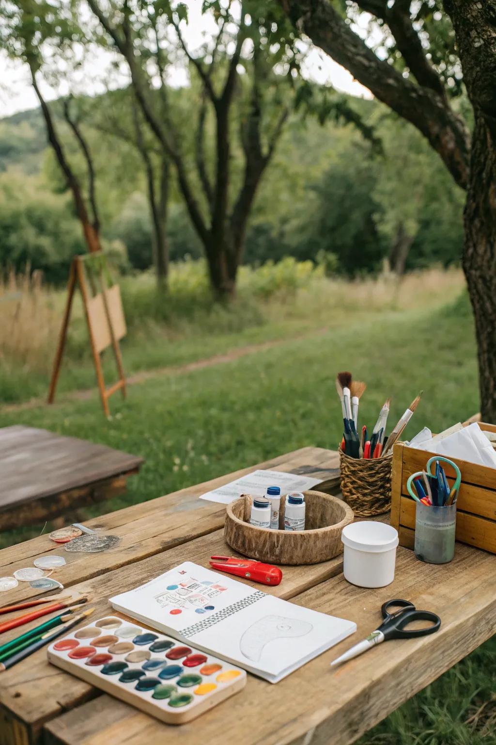 A craft station lets guests take home a creative souvenir.