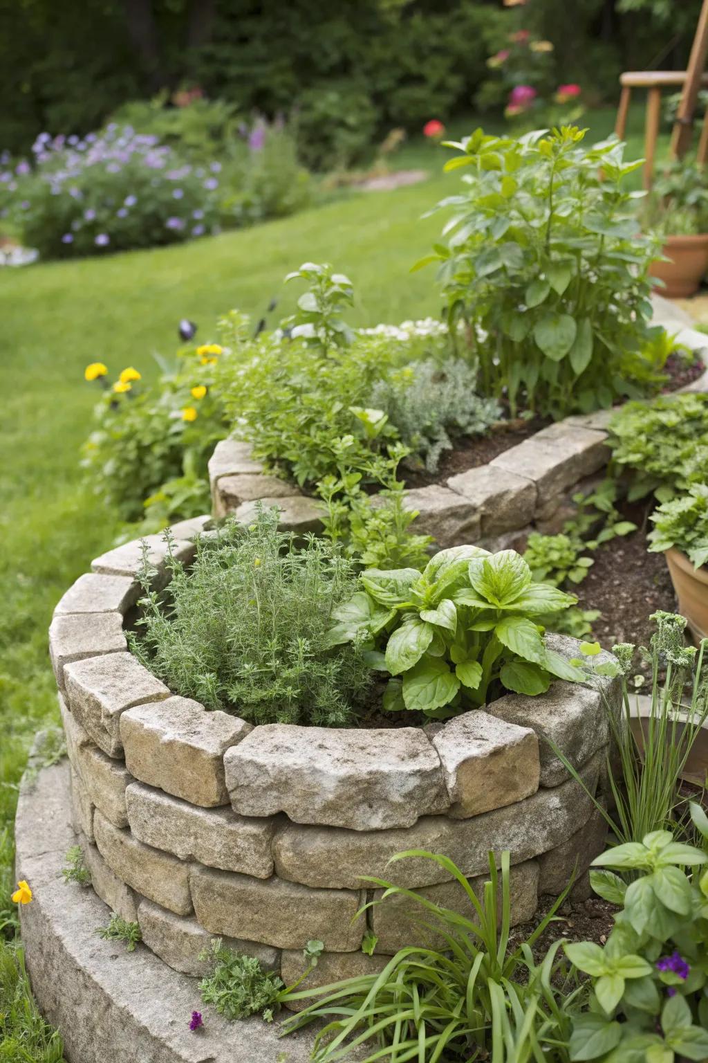 Create a beautiful focal point with an herb spiral planter.