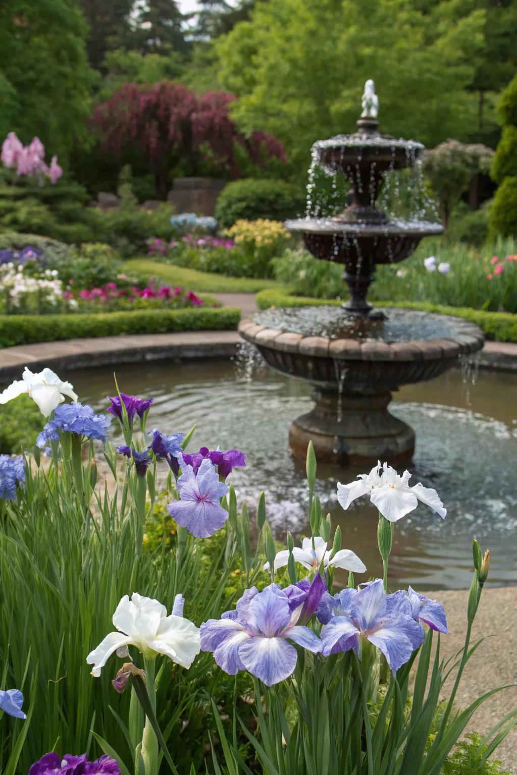 Seasonal color changes bring evolving beauty to fountain areas.