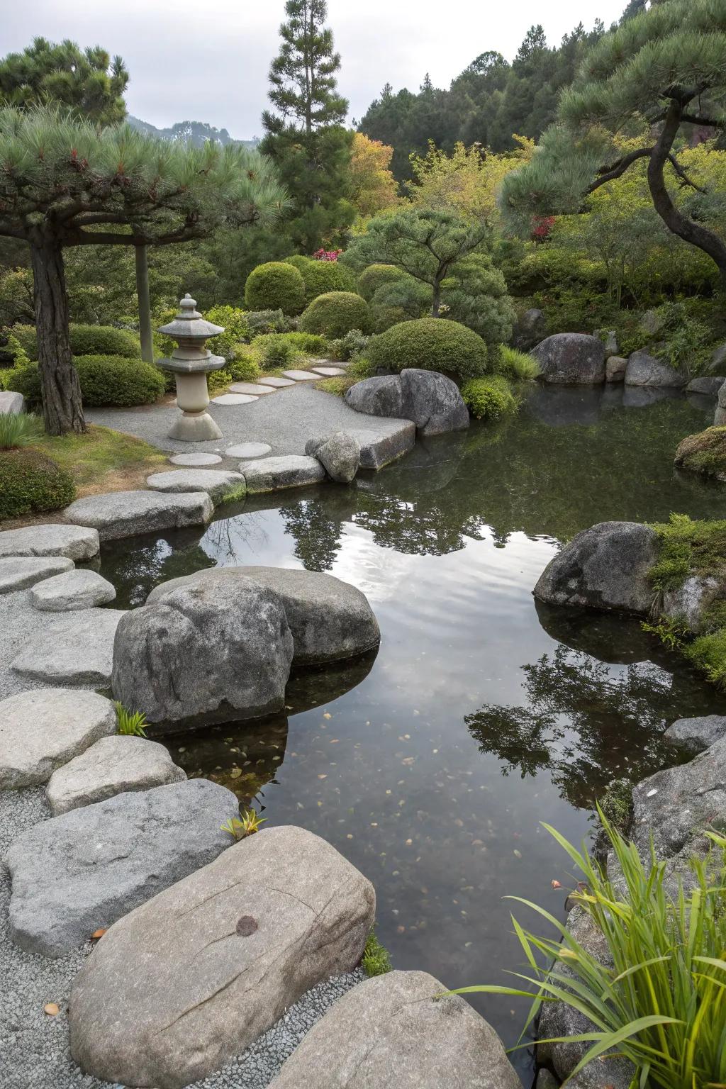 Japanese ponds emphasize peace and simplicity.