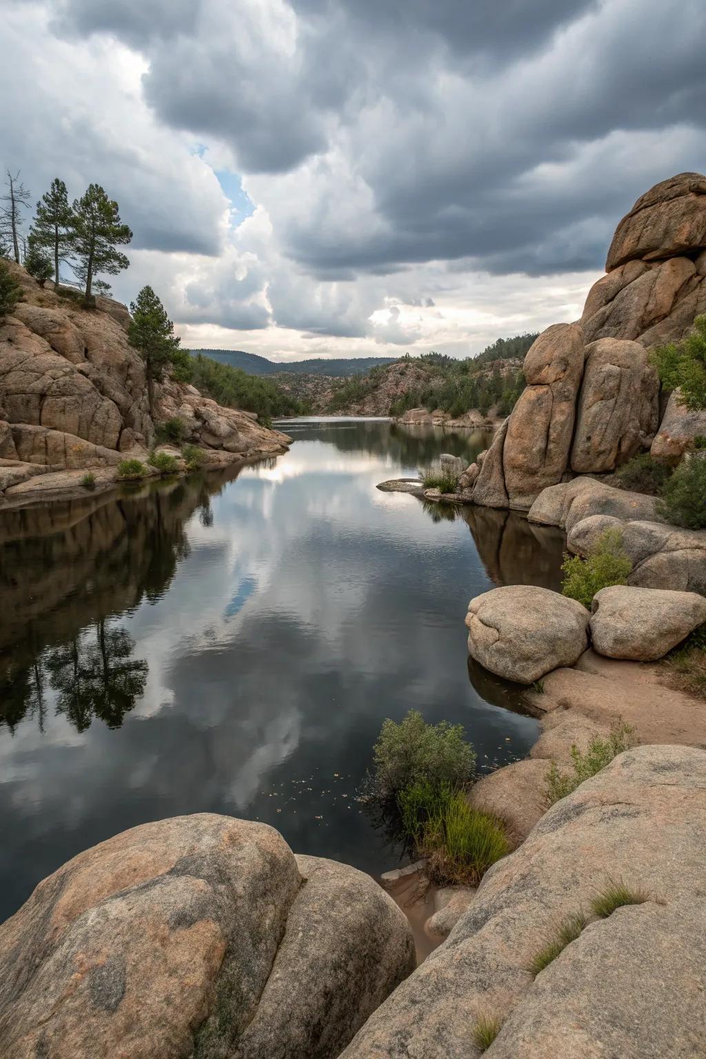 Boulder outcroppings add drama and interaction to your pond.