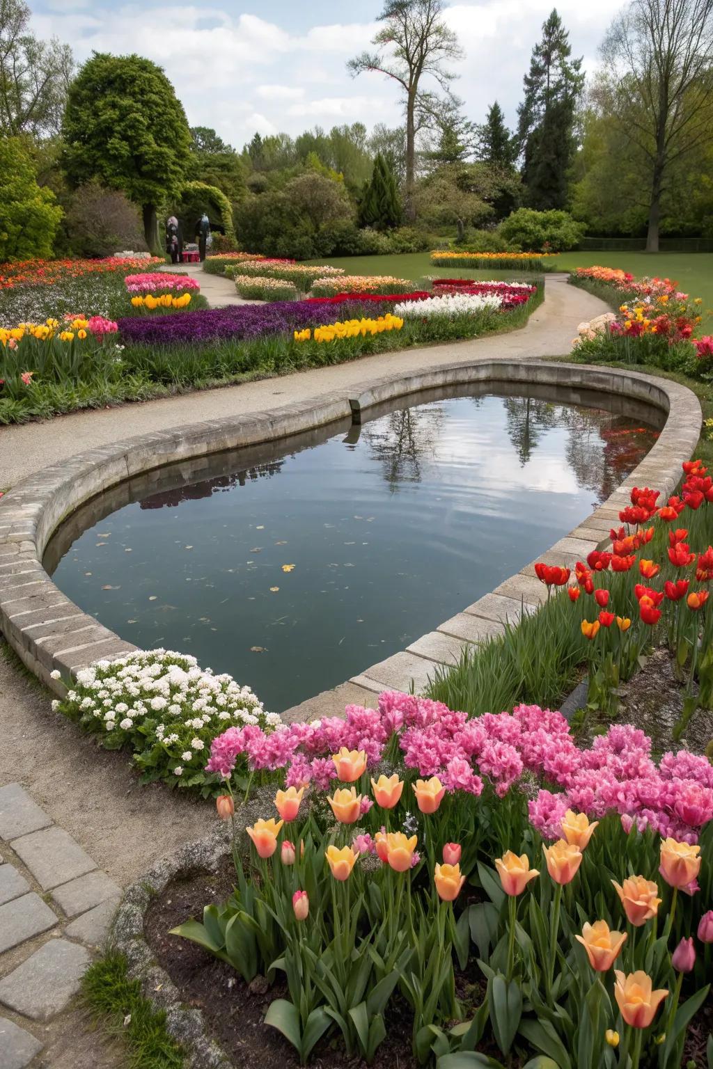 Heart-shaped ponds add a romantic and personal touch to any garden.