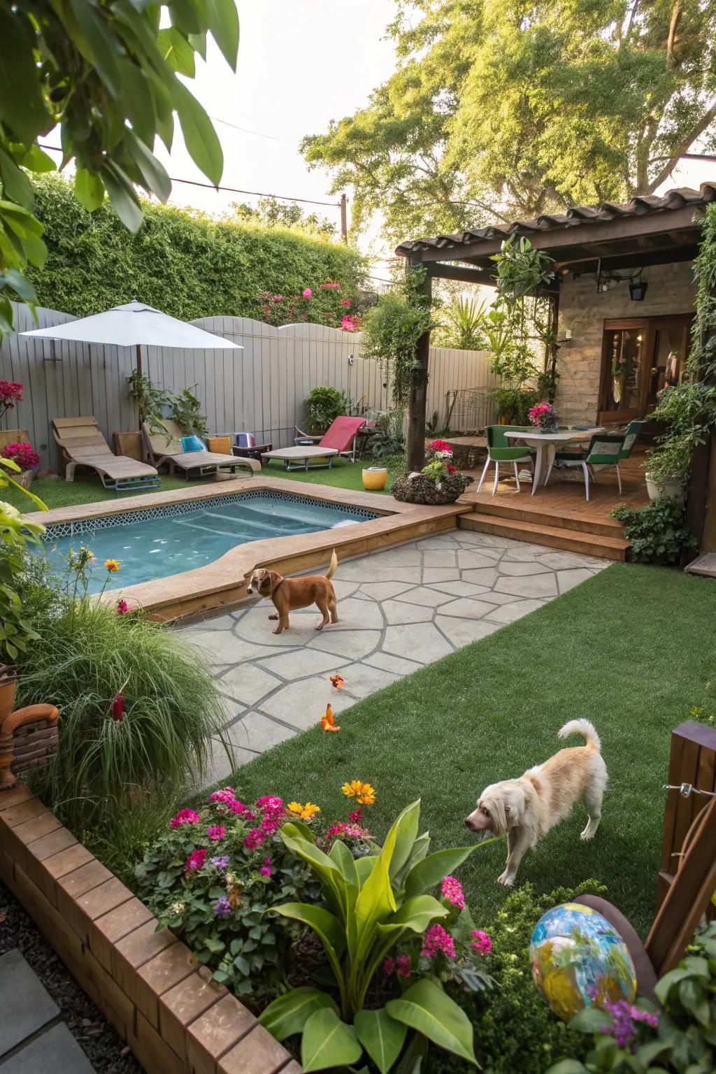 A welcoming garden for pets where the pool was.