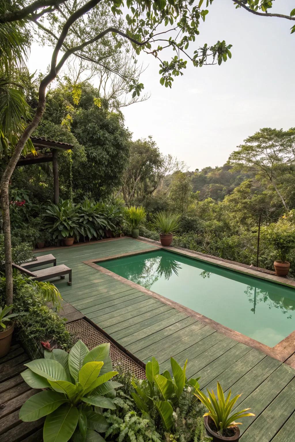 Earthy greens create a serene, nature-inspired space.