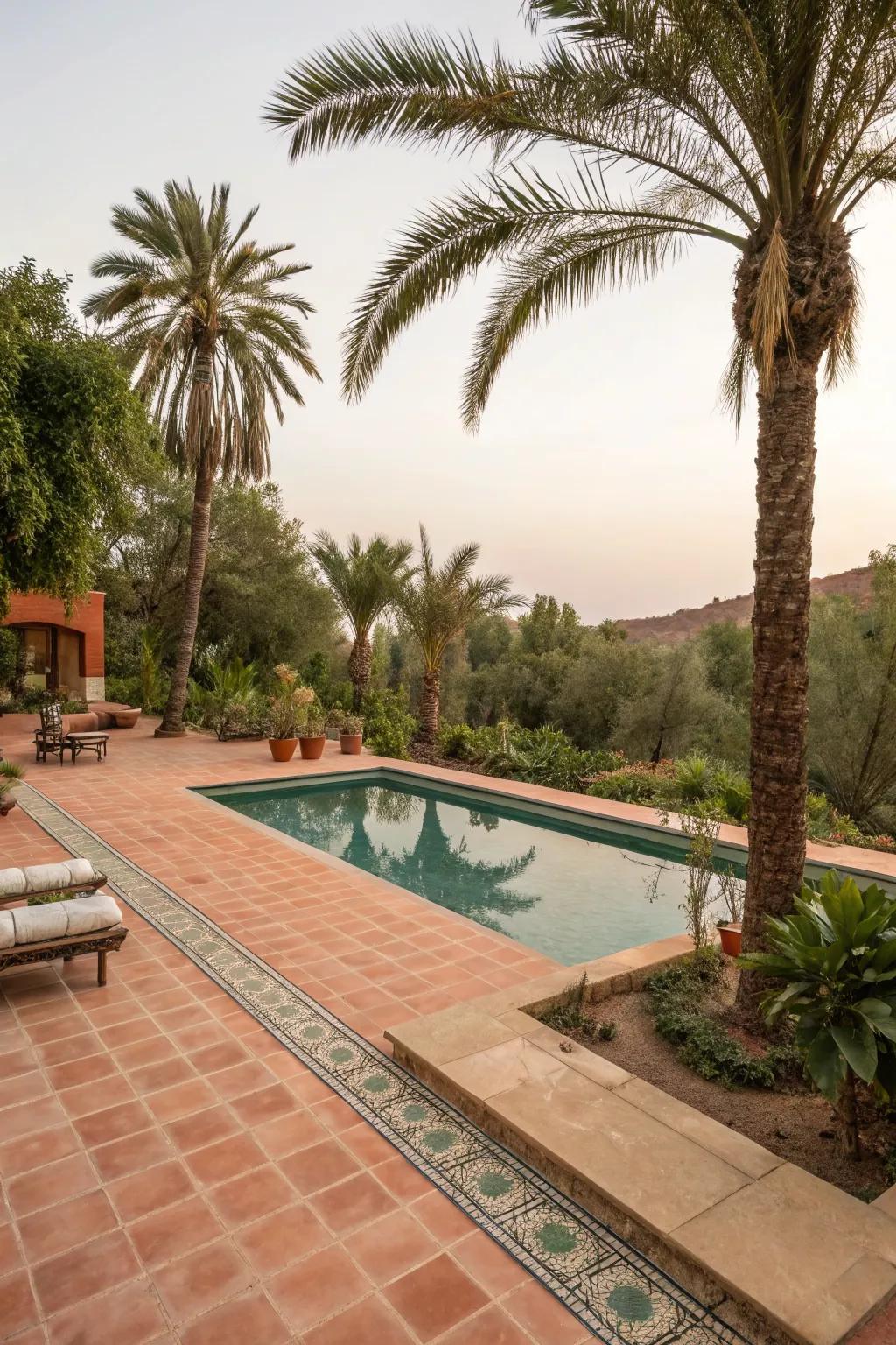Desert tones create a warm and inviting oasis at your pool.
