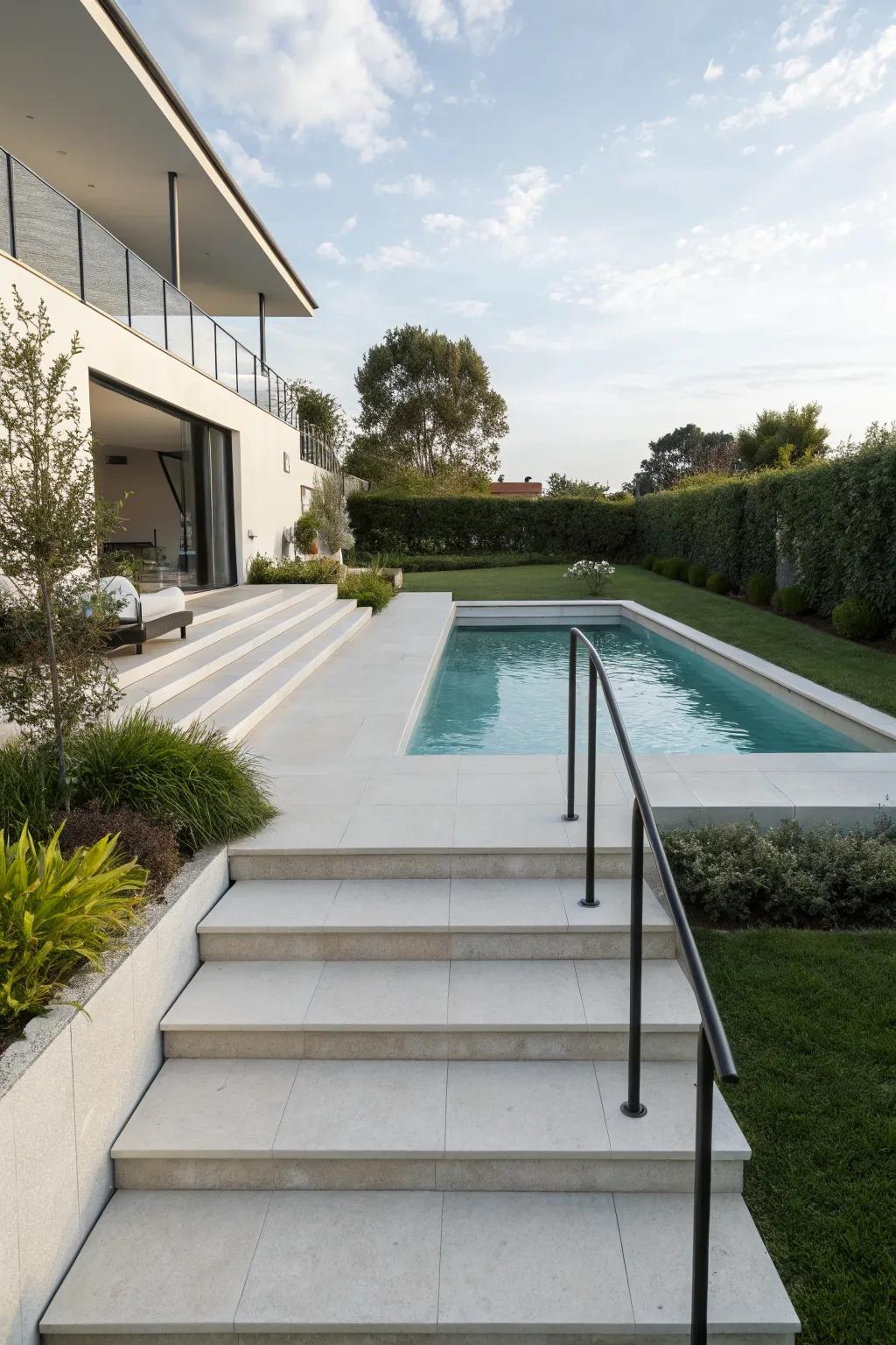 Minimalist stairs offer simplicity and elegance.