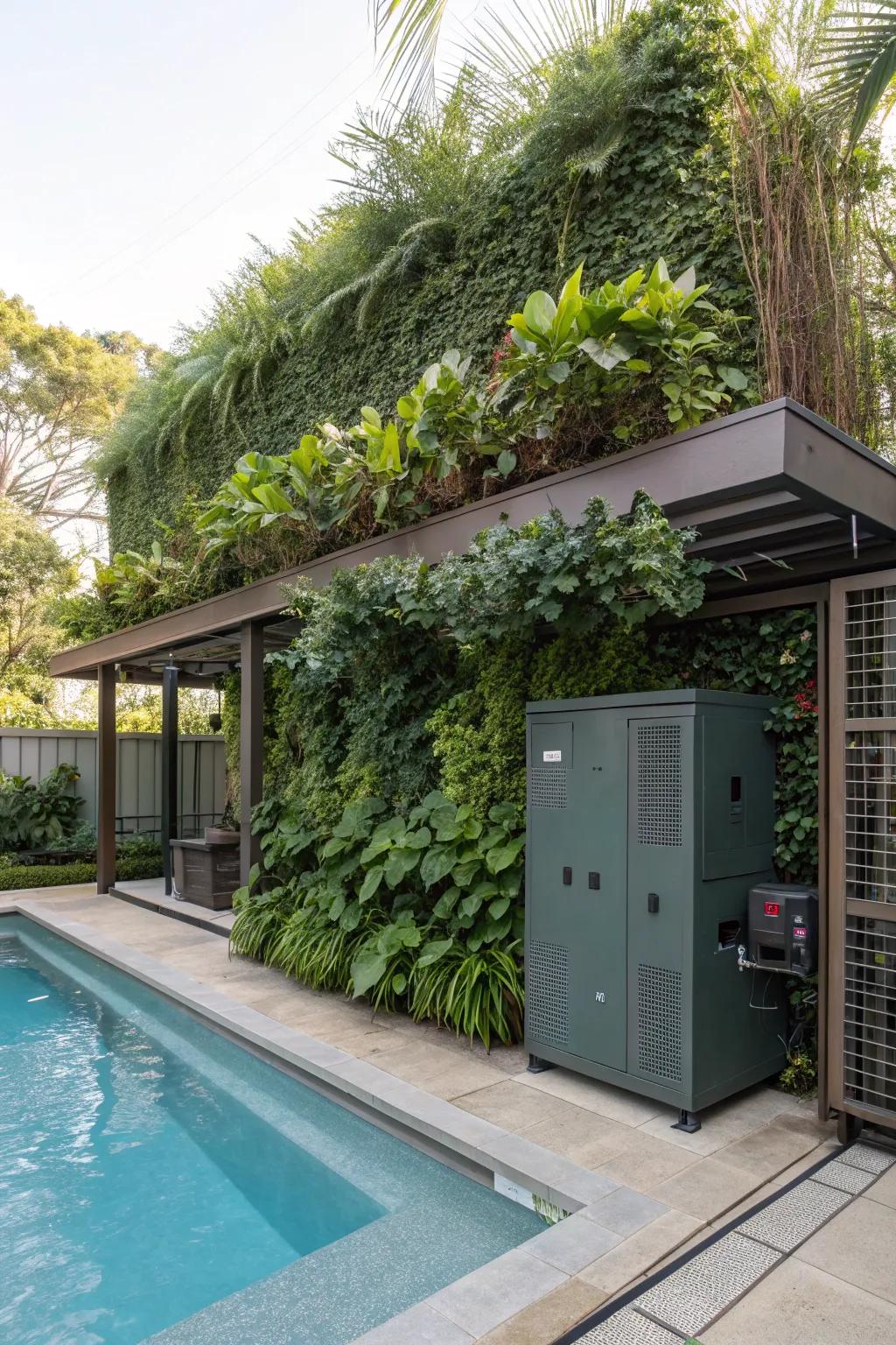 Living walls bring vibrant greenery and conceal equipment beautifully.