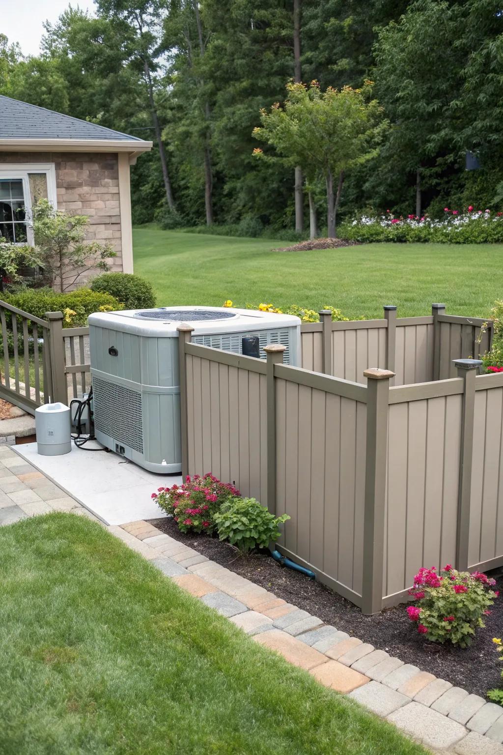 Fences add flair and concealment to pool equipment areas.