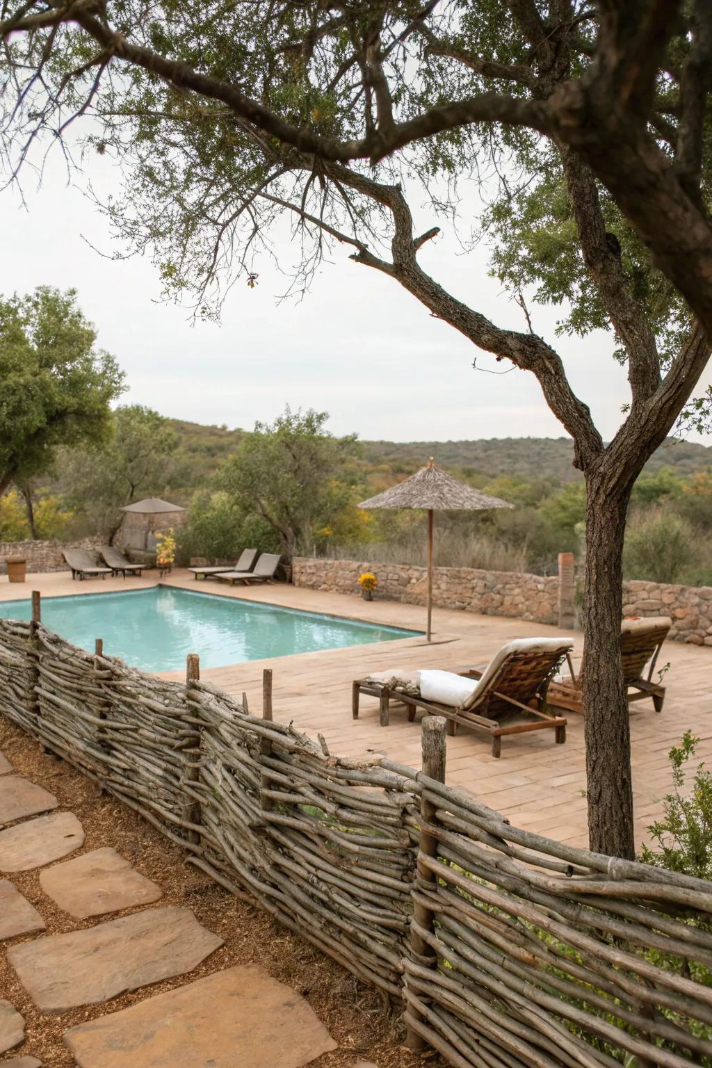 Rustic charm with budget-friendly wattle fencing.