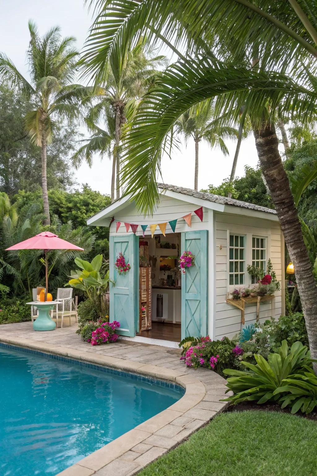 A tropical retreat that brings an exotic flair to the backyard.