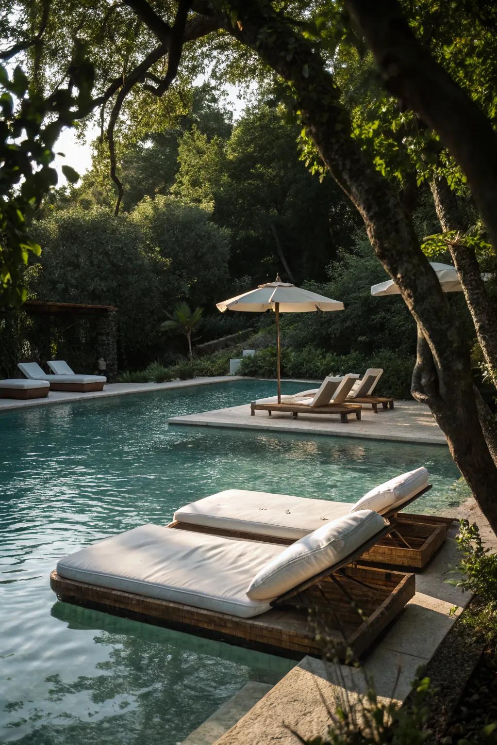 Experience luxury with in-pool floating lounges.