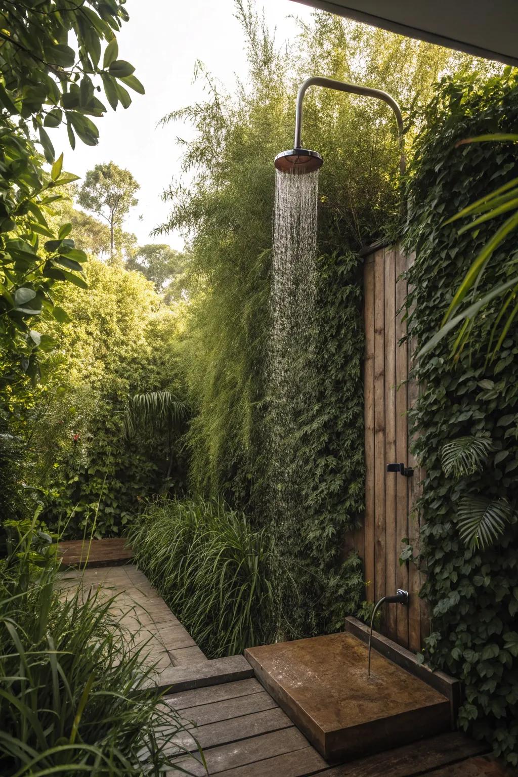 A secluded corner creates a hidden sanctuary for your shower.