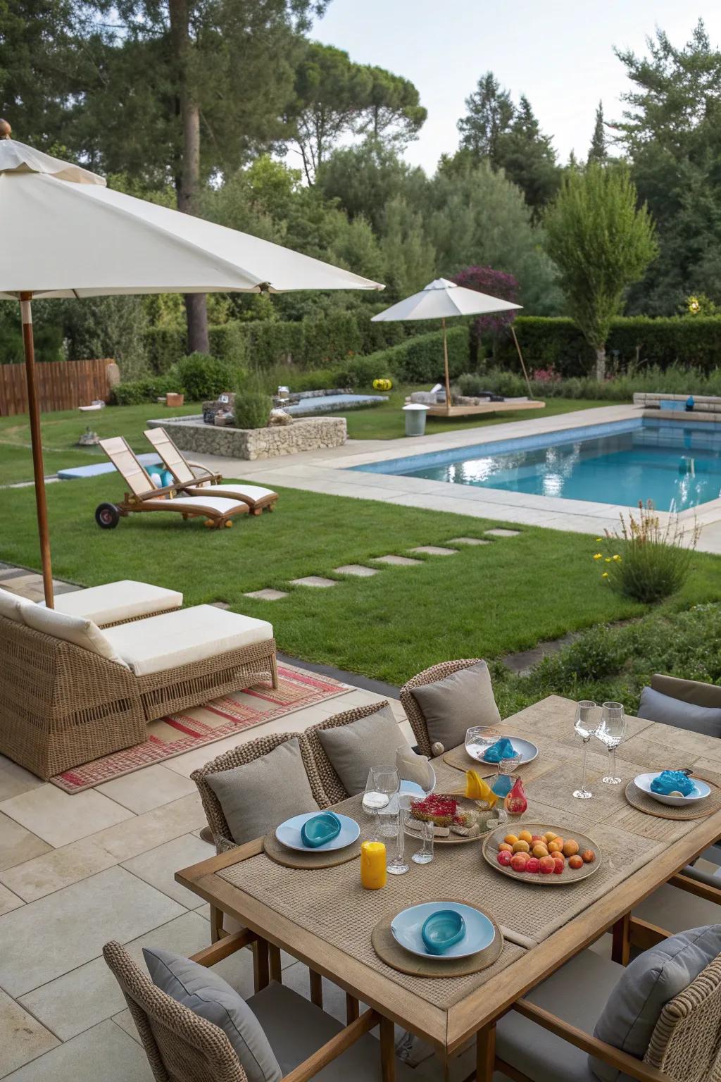 A pool with thoughtfully designed activity zones.