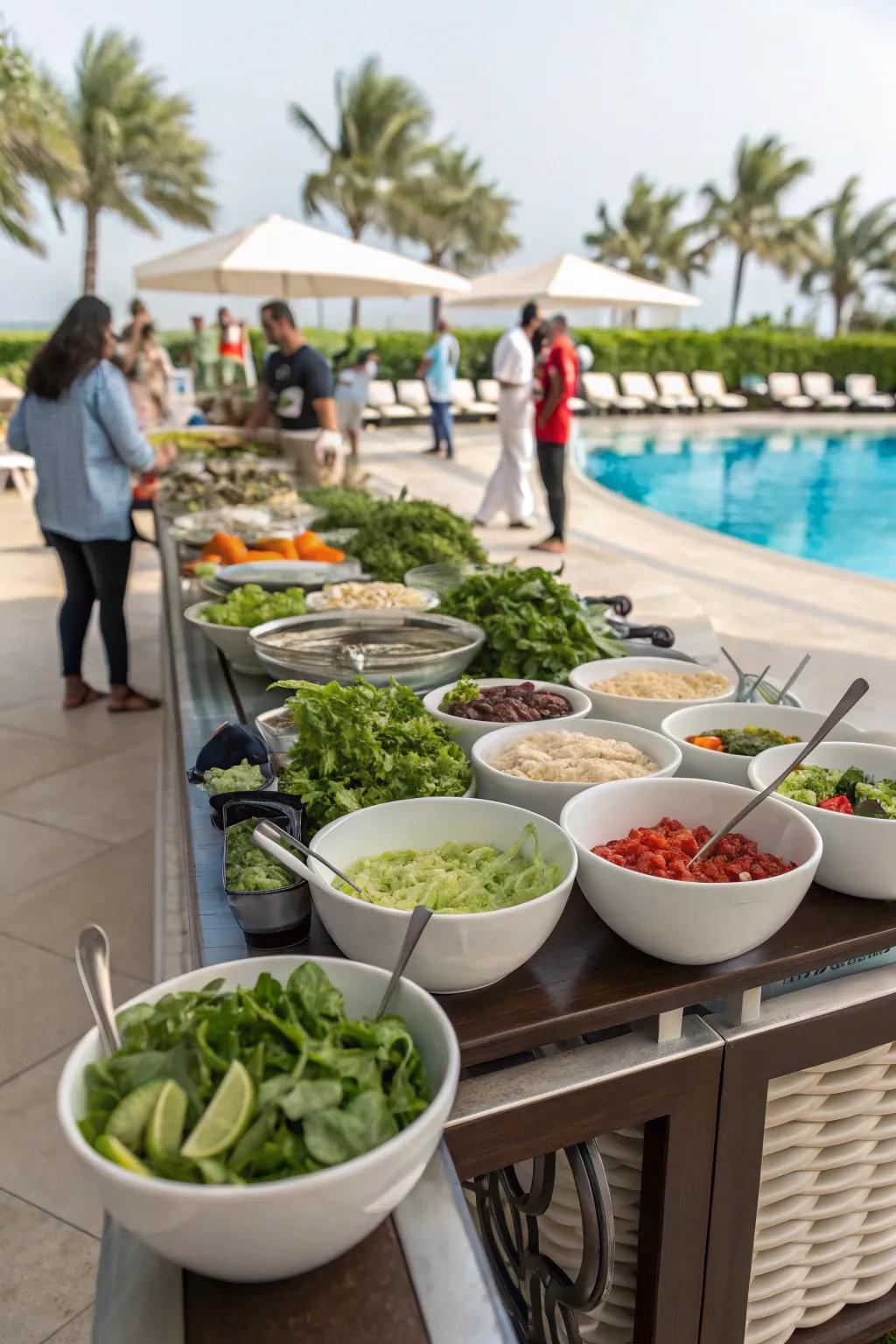 An interactive salad bar encourages creativity and customization.