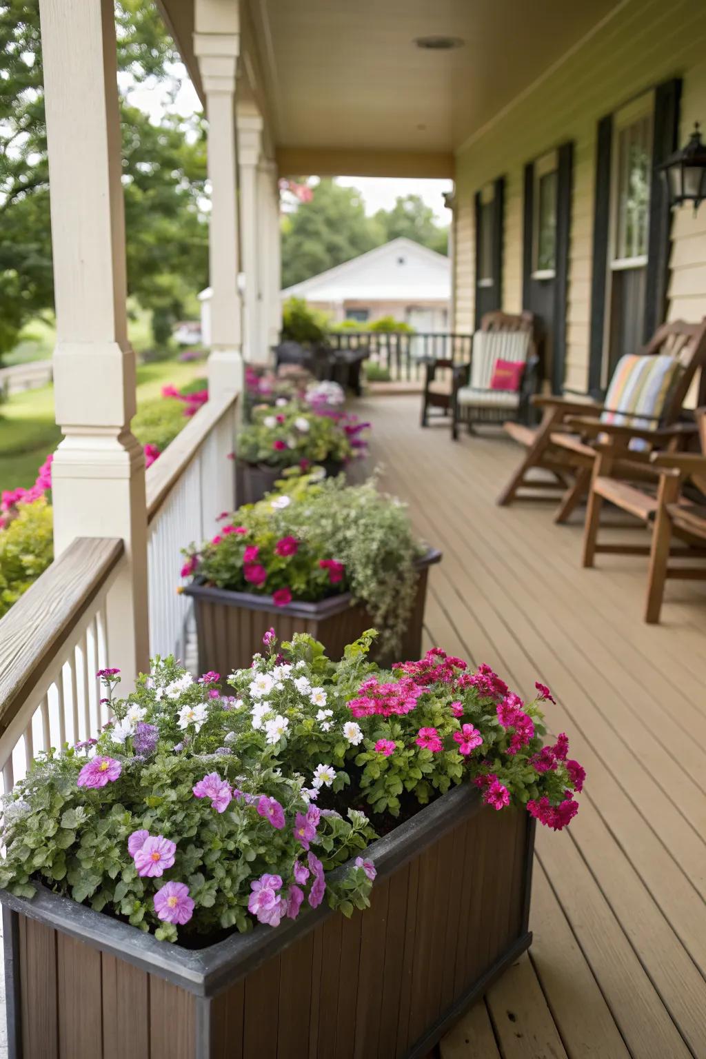 Indulge your senses with fragrant florals in planter boxes.