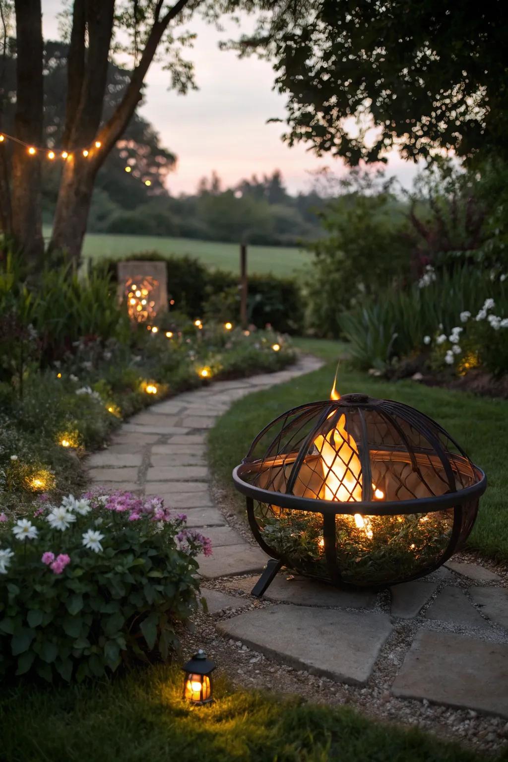 Fire pits with LED lighting transform nighttime ambiance.