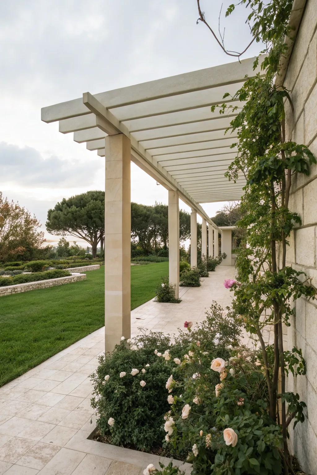 Find peace with a minimalist pergola design.