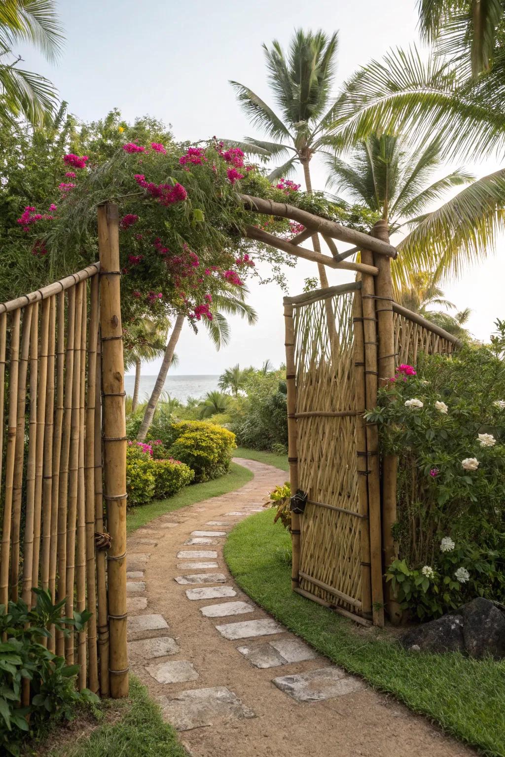 Add a touch of the tropics with bamboo gates.