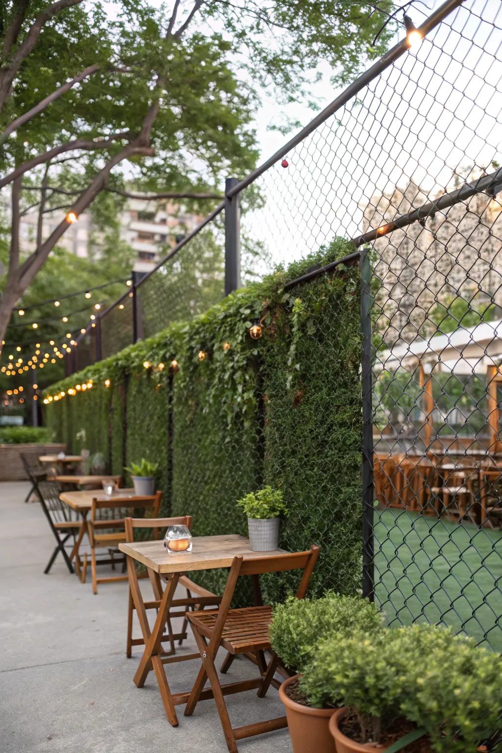Artificial greenery provides a lush look with zero maintenance.